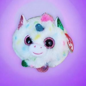 Ty Puffies Harmonie Fluffy Rainbow Unicorn New W Tags,